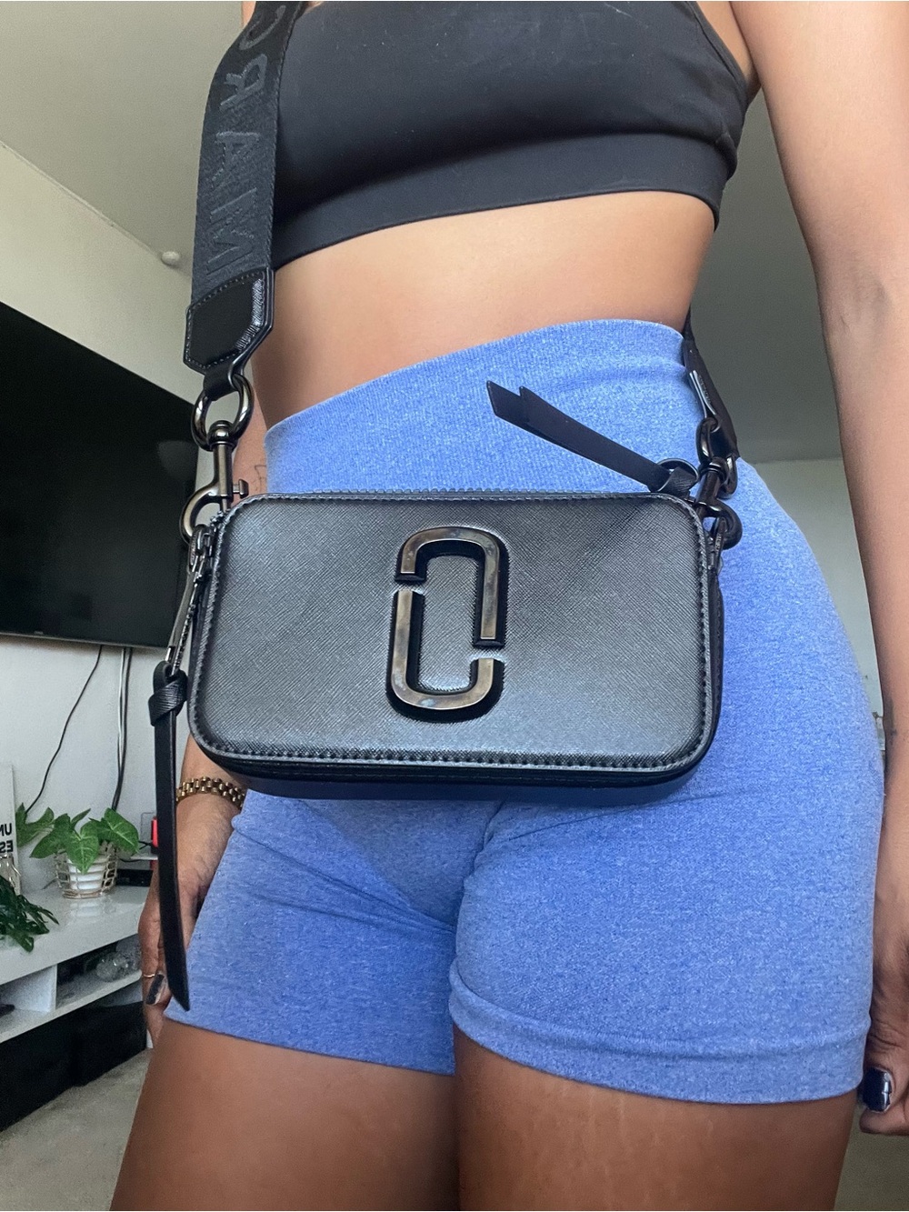 Like Brand New Marc Jacobs Black Leather Crossbody Snapshot Bag